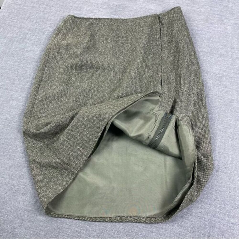 C’EST CITY Olive Green Tweed Silk Wool Blend Pencil Skirt Women’s Size 10